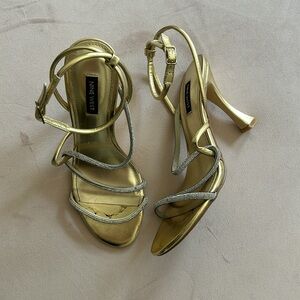 Nine West Silver & Gold Strappy Heels